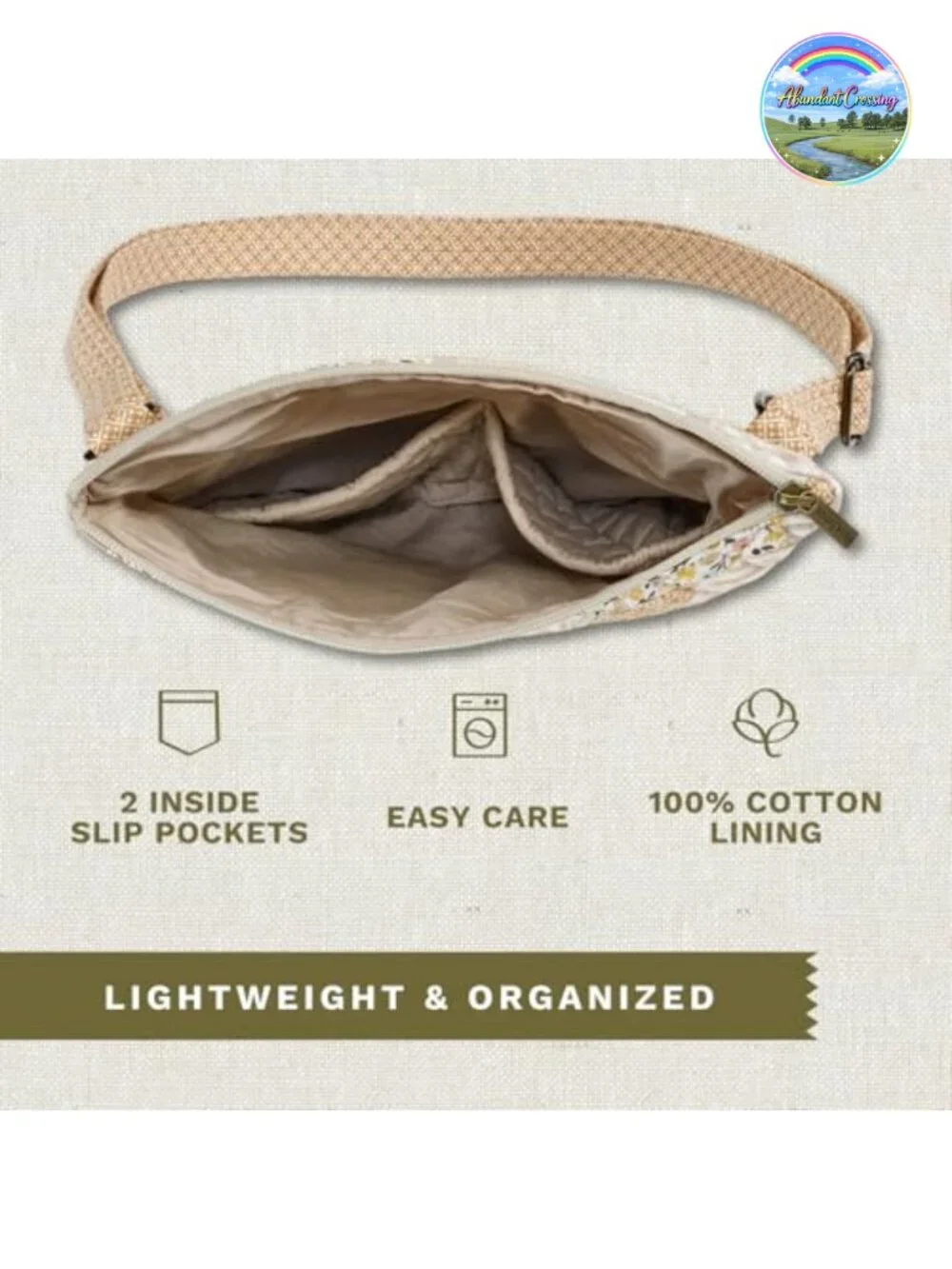 Quilted Cotton Crossbody Handbag for Women, Machine Washable, 6 Pockets,